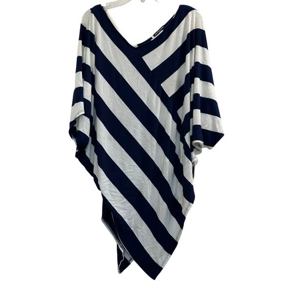 Cha Cha Vente Striped Loose Nautical Poncho Blouse Large L - Picture 1 of 5